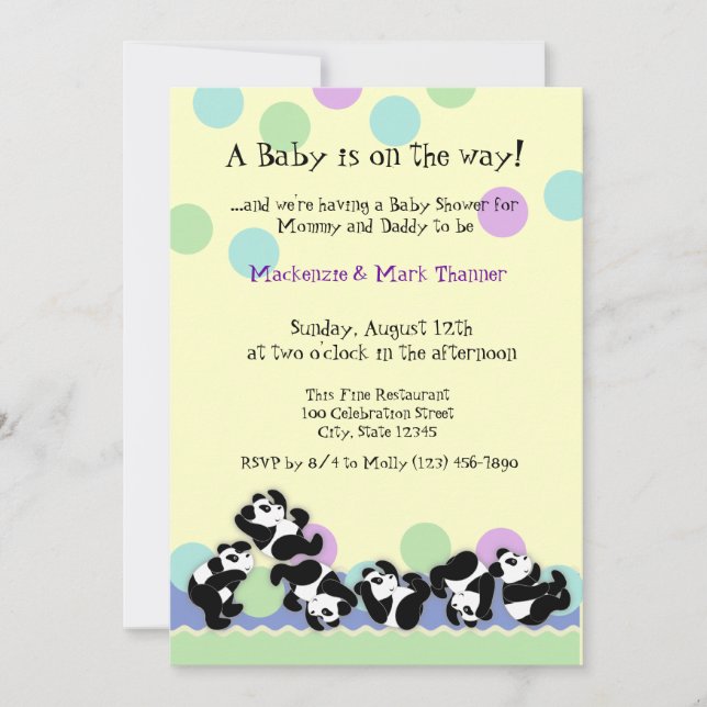 Baby Panda Mania Inbjudningar (Framsida)