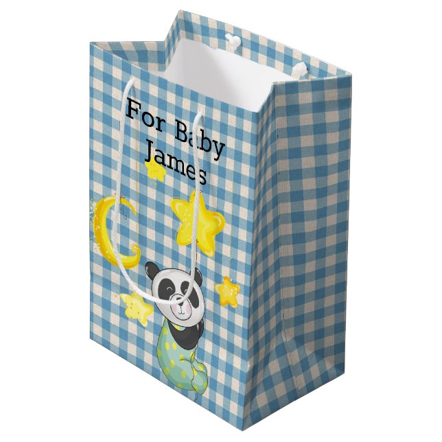 Baby Panda med Måne och Stars Wrapping Papper (Framsidan Vinklad)