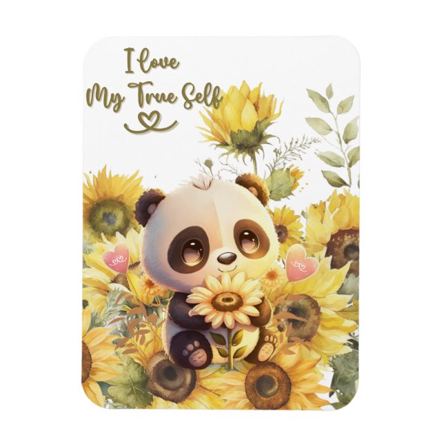 Baby Panda Med Solros Flexibel Fotomagnet Magnet (Vertikal)