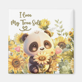 Baby Panda med solrosmagnet Magnet