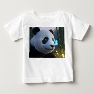 Baby Panda och lysande blå fjäril T Shirt