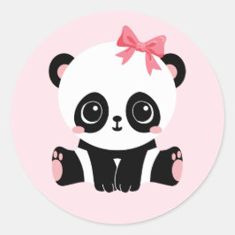 Baby Panda om Rosa Stickers (6 Stickers) Runt Klistermärke
