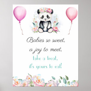 Baby Panda Peonies Jungle Baby Efterrätt Poster