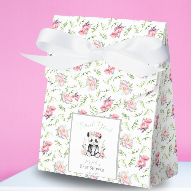 Baby Panda Peonies Jungle Baby Shower Presentaskar (Skapare uppladdad)