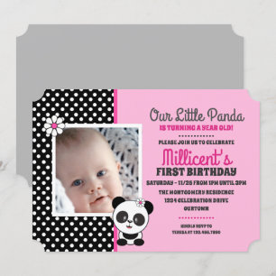 Baby Panda Photo Template Birthday-inbjudningar Inbjudningar