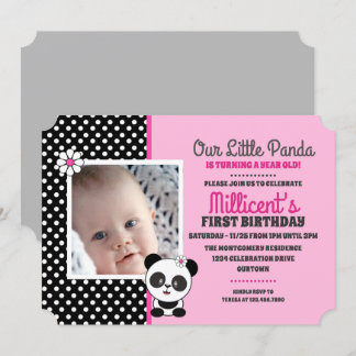 Baby Panda Photo Template Birthday-inbjudningar Inbjudningar