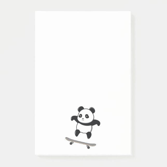 Baby Panda Skateboard Post-it Block (Framsida)