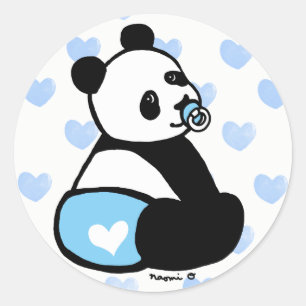 Baby Panda Tecknad Blue Diaper Sticker Runt Klistermärke