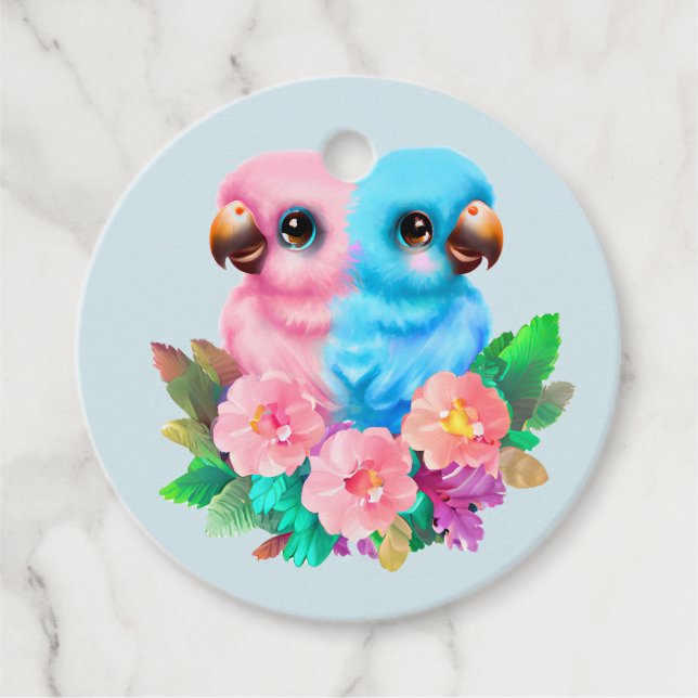 Baby Parrot-Twillingar Gåvor Etiketter (Framsida)