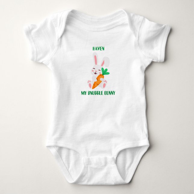 Baby Påsk Knuffa Kanin Body  T Shirt (Framsida)