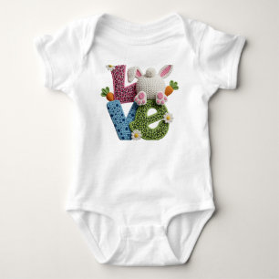 Baby Påsk Simulerad Garn Virkad Kärlek T Shirt