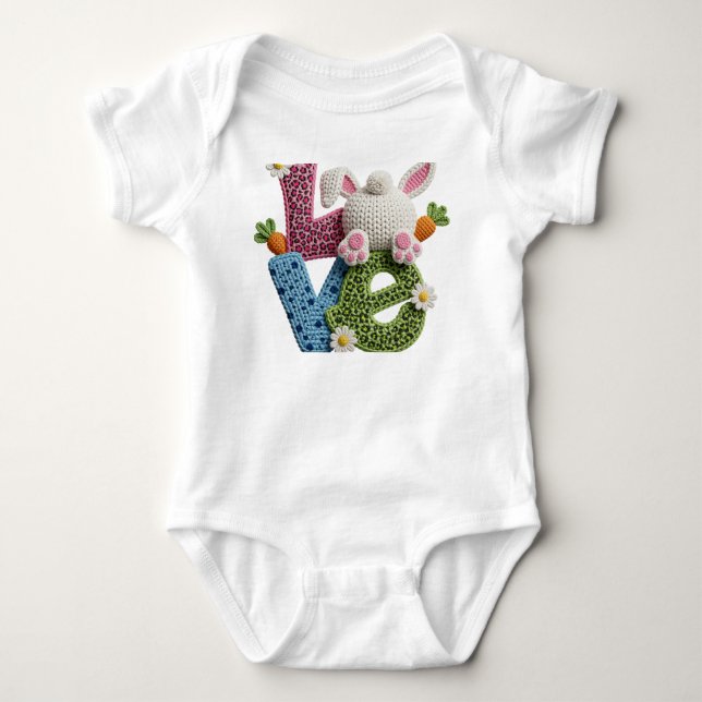 Baby Påsk Simulerad Garn Virkad Kärlek   T Shirt (Framsida)