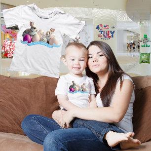 Baby påsk t-shirt Två kaniner & påskägg