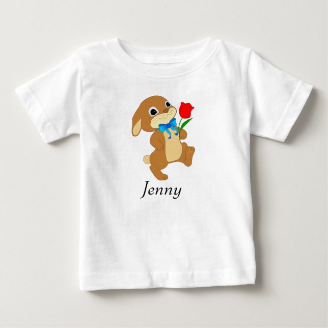 Baby Påskhare med Röd ros Tee Shirt (Framsida)