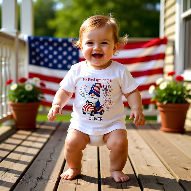 Baby Patriotic Gnome First 4th July T Shirt (Skapare uppladdad)