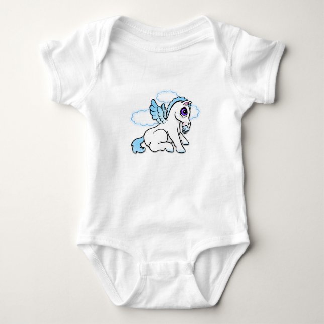 Baby Pegasus med binky - blått T-shirt (Framsida)