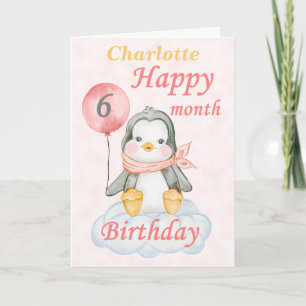 Baby Penguin 6 månaders födelsedag Kort