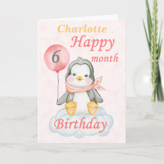Baby Penguin 6 månaders födelsedag Kort