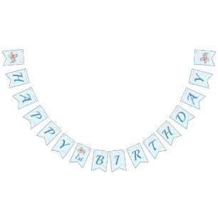 Baby Penguin Airplan Blue Personlig Birthday Vimplar