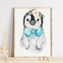 Baby Penguin Blommigt Bow Tie | Hemlig utskrift