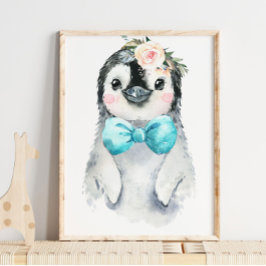 Baby Penguin Blommigt Bow Tie | Hemlig utskrift Poster