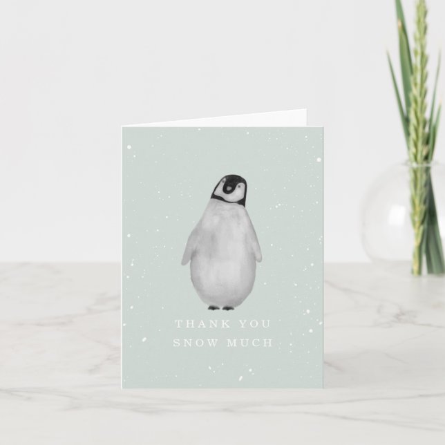 Baby Penguin Blue Boy Winter Baby Shower Tack Kort (Framsida)