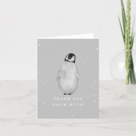 Baby Penguin Grått Winter Neutralt Baby Shower Tac Tack Kort