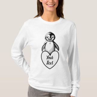 Baby Penguin Heart med ditt Anpassningsbar-meddela T Shirt