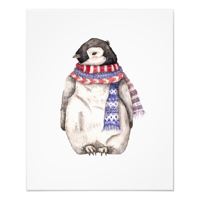 Baby Penguin i Scarf Fototryck (Framsidan)