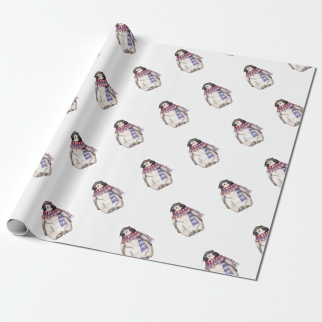 Baby Penguin i Scarf Presentpapper (Utrullad)