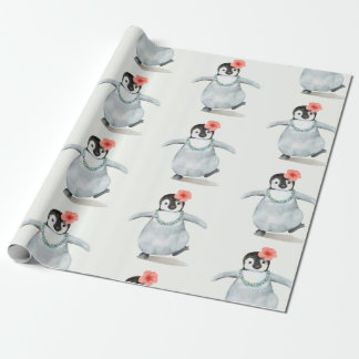 BABY PENGUIN MED EN LÄGRE PAPPER VINKEL PRESENTPAPPER
