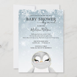 Baby Penguin med maskbabyskor per post Inbjudningar