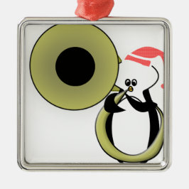 Baby Penguin med Tuba Julgransprydnad Metall