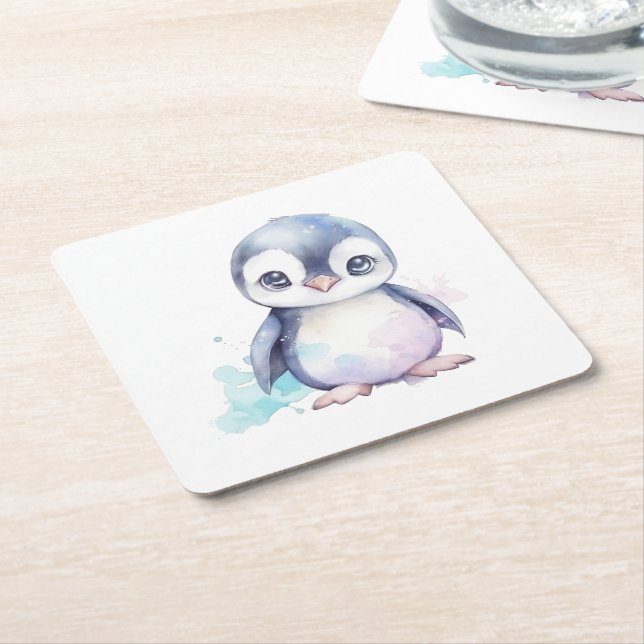 Baby Penguin Papper Underlägg Kvadrat (Vinklad)