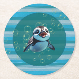 Baby Penguin Pappra Underlägg Papper Rund