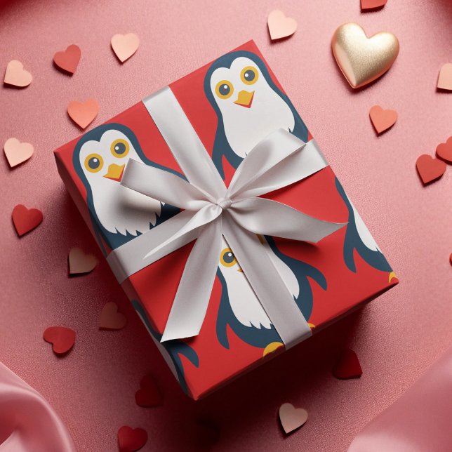 Baby Penguin Presentpapper (baby penguin french fries birthday packing gift wrap,gift wrapping paper,return gift wrap paper)