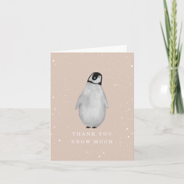 Baby Penguin Rosa Girl Girl Winter Baby Shower Tac Tack Kort (Framsida)