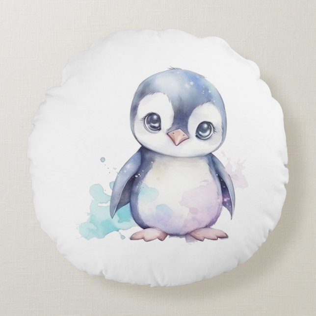 Baby Penguin Round Pillow Rund Kudde (Framsidan)