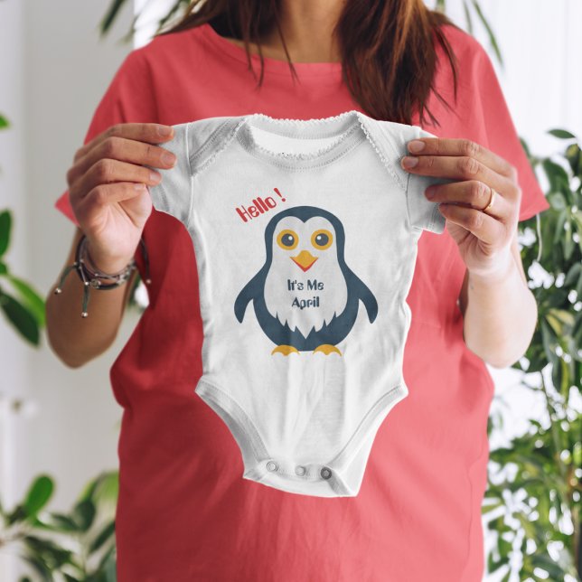 Baby Penguin T Shirt (penguin mom baby's short super soft bodysuit.)
