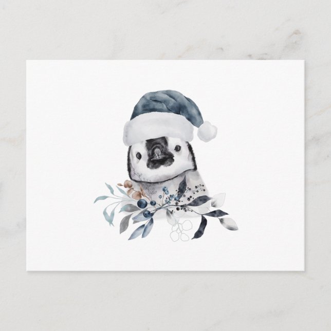 Baby Penguin under julhögen Vykort (Framsida)