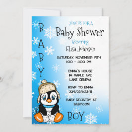 Baby Penguin Winter Baby Shower Inbjudningar