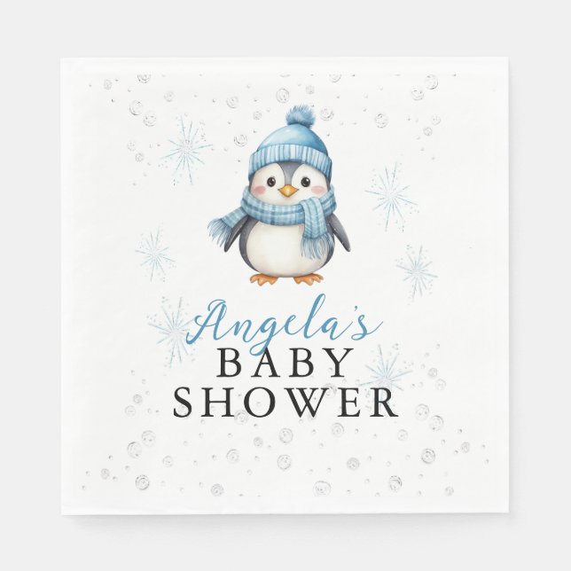 Baby Penguin Winter Baby Shower Pappersservett (Framsidan)