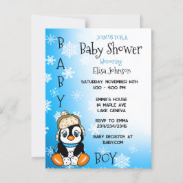 Baby Penguin Winter Baby Shower Vykort