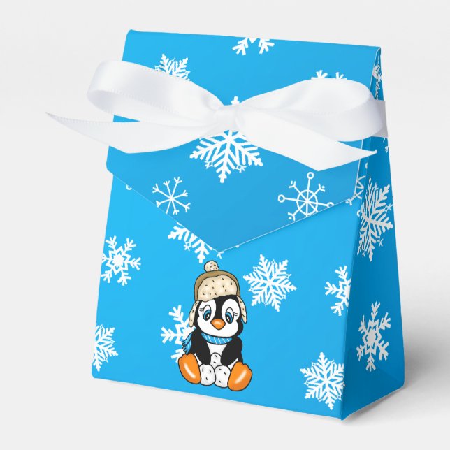 Baby Penguin Winter Snöflingor Party Presentaskar (Framsidan Sidan)