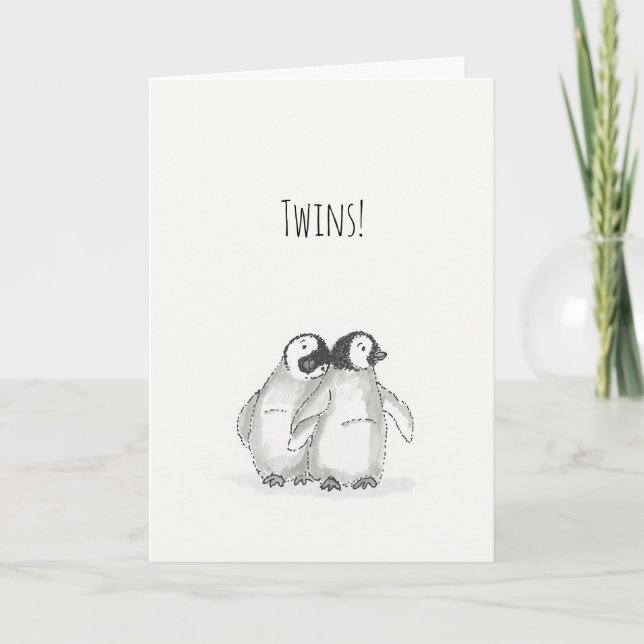 Baby penguins twillingar-kort kort (Framsida)