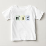 Baby Periodic Bord Science Chemistry Teacher Blue T Shirt<br><div class="desc">Spådomar ut "baby" med inslag från det periodiska bord. Bakgrund är en mycket blek blå,  lämplig för pojkar eller flickor.</div>