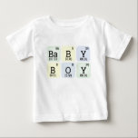 Baby Periodic Bord Science Chemistry Teacher Boy T Shirt<br><div class="desc">Spådomar ut "pojke" med inslag från det periodiska bord. För kemilärarna och forskarna.</div>