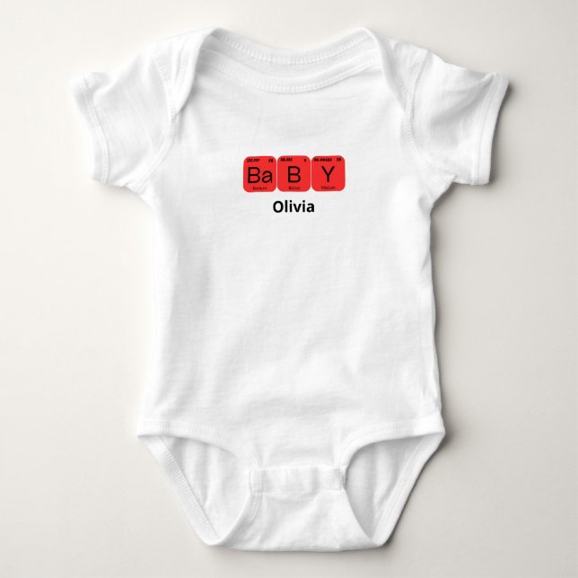 Baby Periodisk Bord Inslag Editable Namn T Shirt (Framsida)