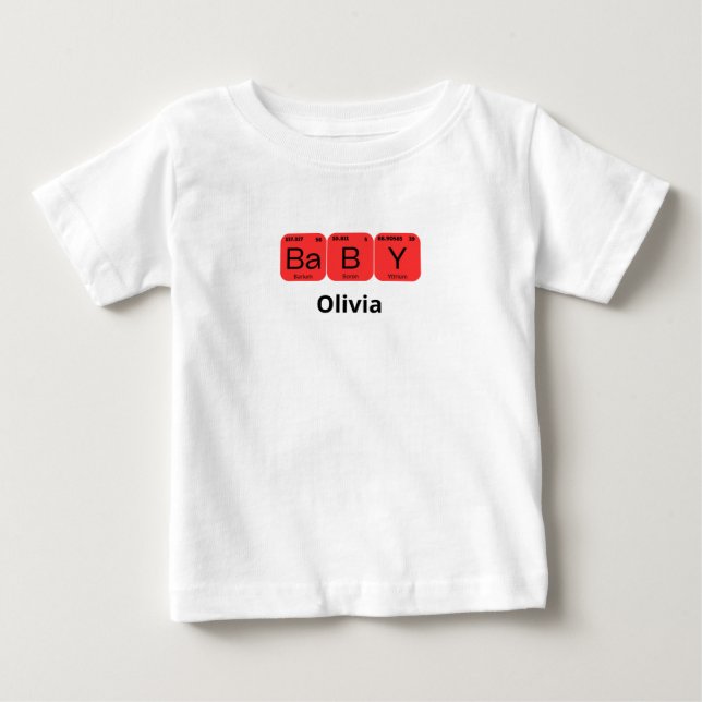 Baby Periodisk Bord Inslag Editable Namn T Shirt (Framsida)