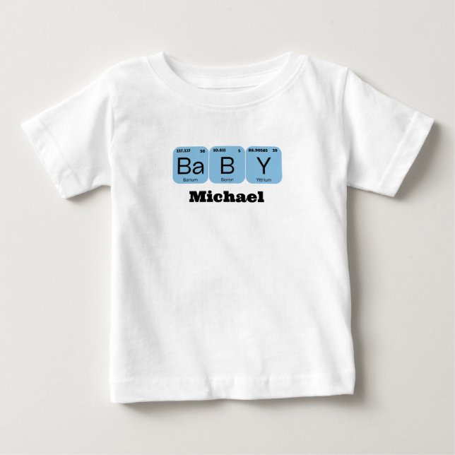 Baby Periodisk Bord Inslag Editable Namn T Shirt (Framsida)